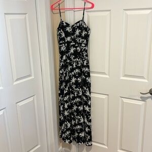 Guess Maxi Dress with Front Slit Palmtree Print
